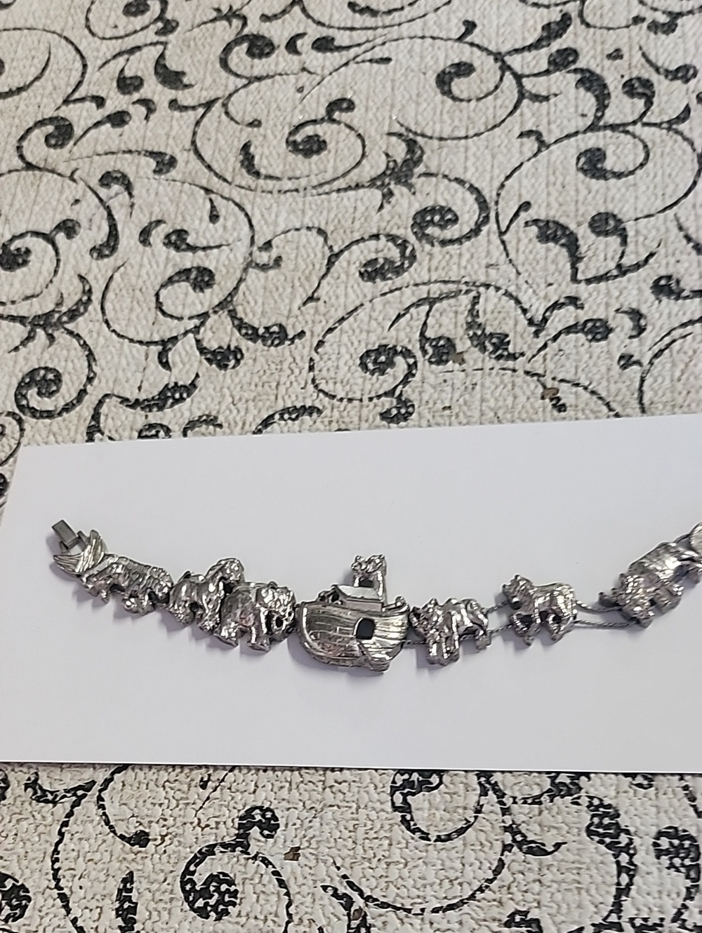Silver Animal-Themed Bracelet with Noah's Ark Charm
